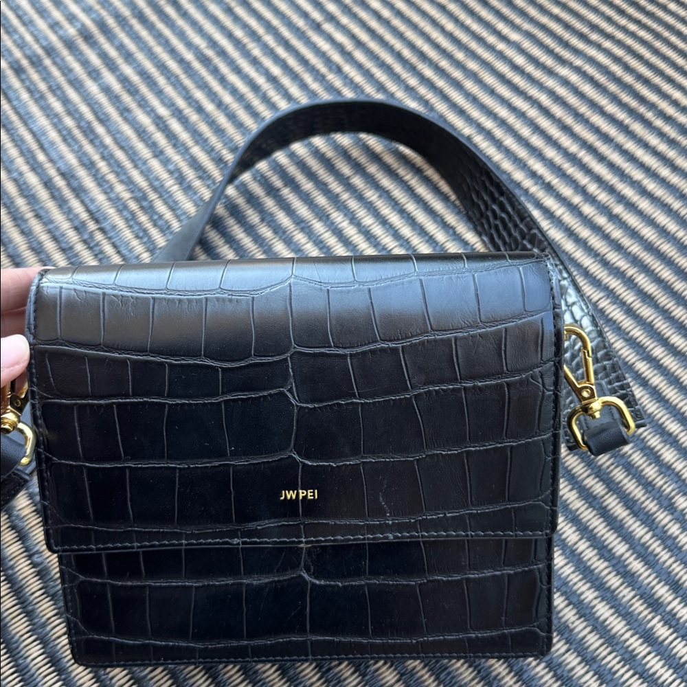 JW PEI
Vegan Leather Mini Flapover Crossbody Bag, Black Croc